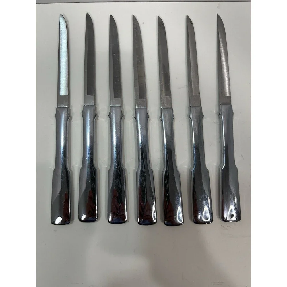 7 Towle Byfield Stainless Steel Steak Knives Discontinued 8.5” MCM 1970’s